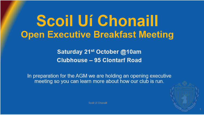 This Saturday, Oct 21st we are holding an open Executive meeting in the clubhouse at 10am to give all our members the chance to learn more about how our club is run.&nbsp;All Adult members - and parents of members - are encouraged to come along and …